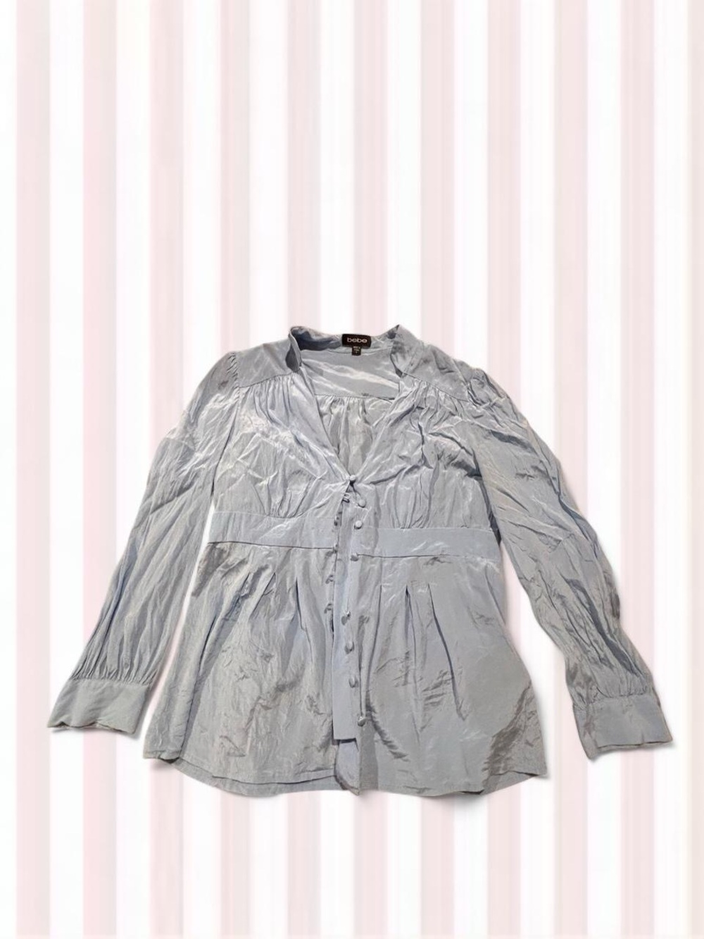 bebe Light Blue Satin Blouse